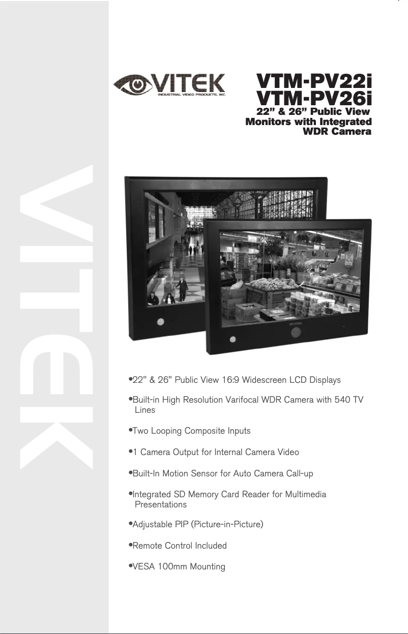 First page image of the manual for VTM-PV22i