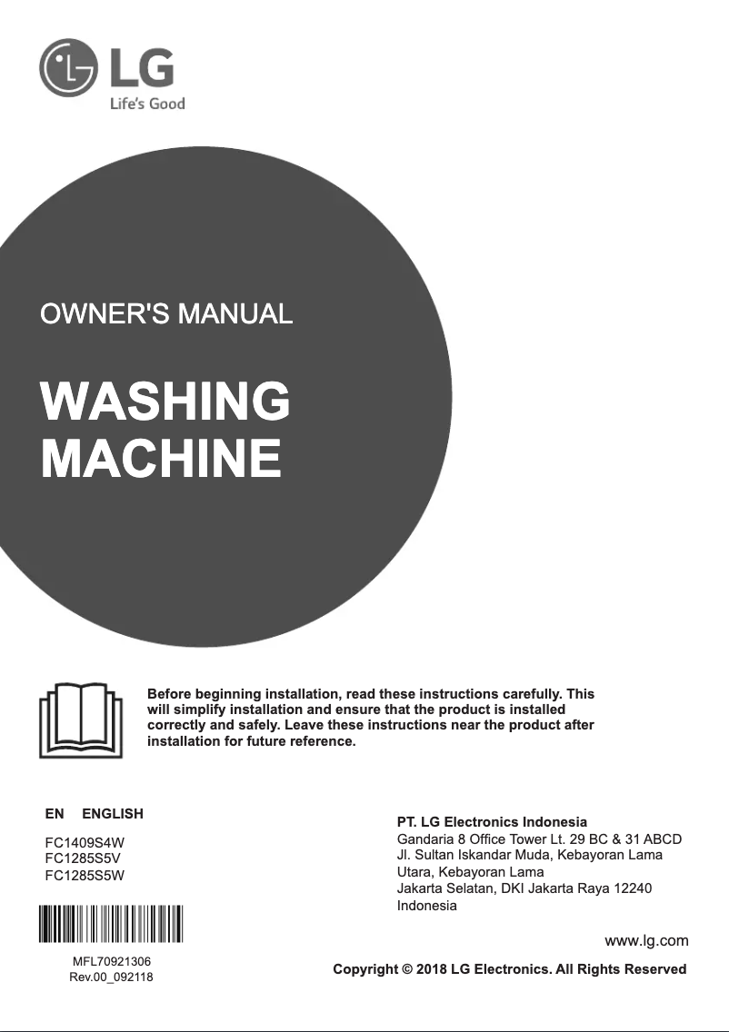 Page 1 of the manual User Manual LG FC1285S5W