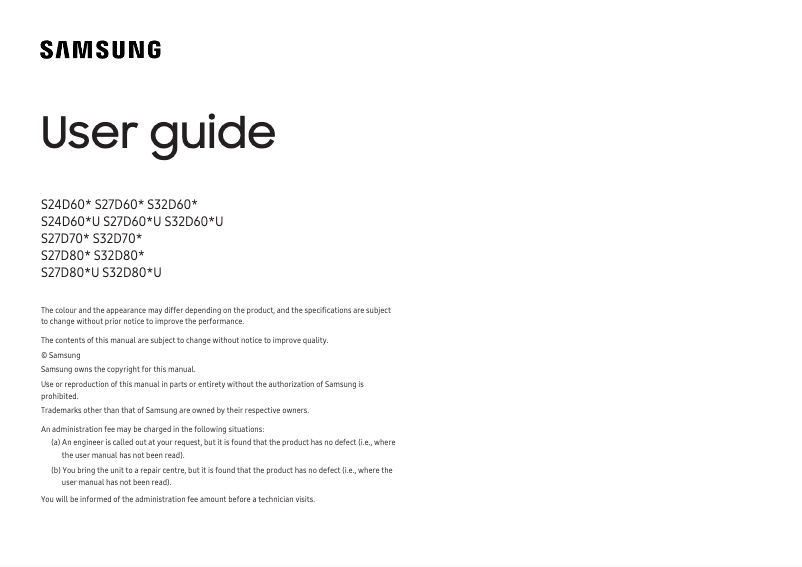 First page image of the manual for S27D604UAI