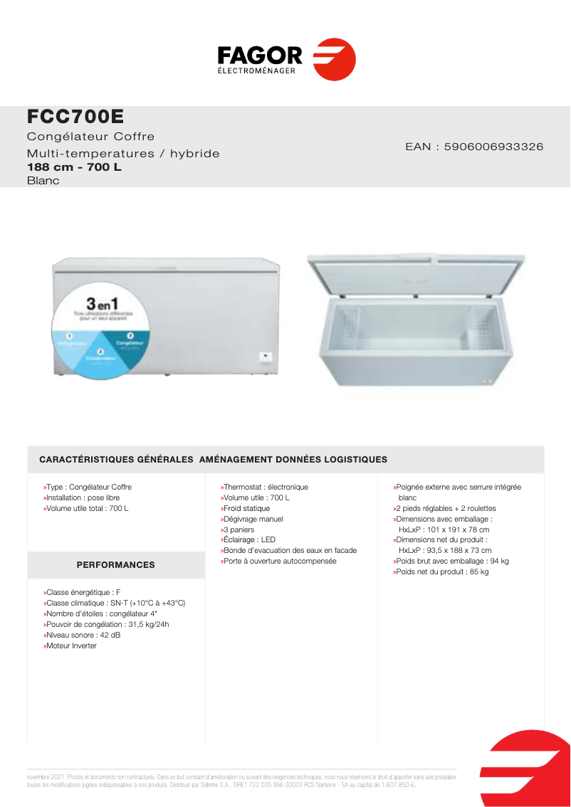 First page image of the manual for FCC700E