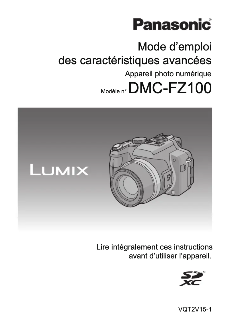 Page 1 of the manual User Manual Panasonic Lumix DMC-FZ100