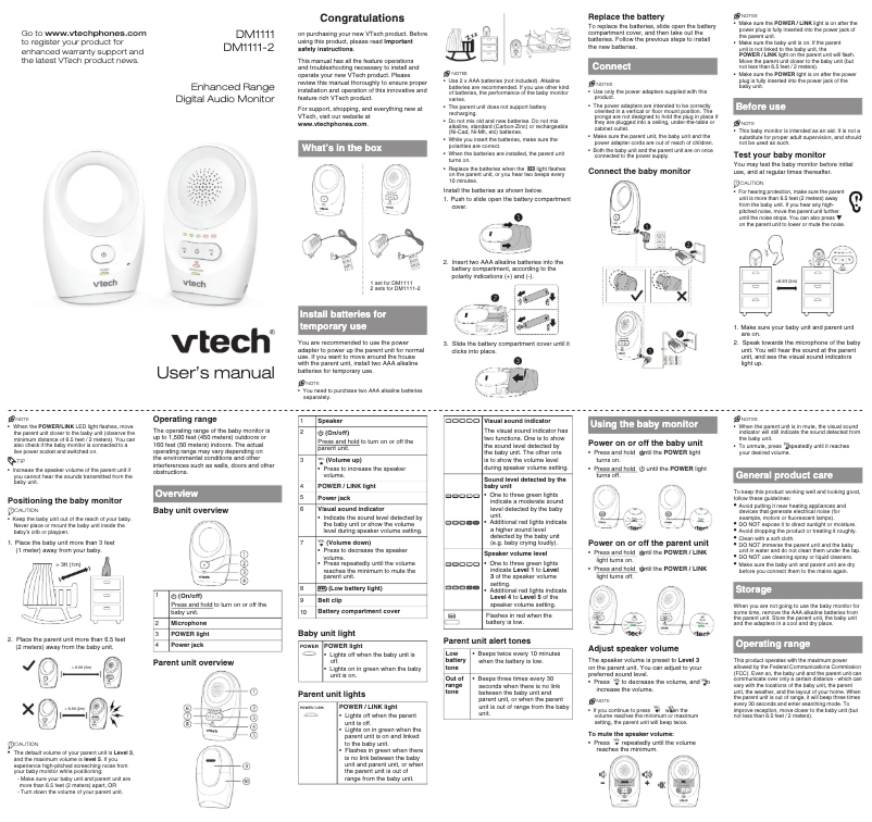 Page 1 of the manual User Manual Vtech DM1111