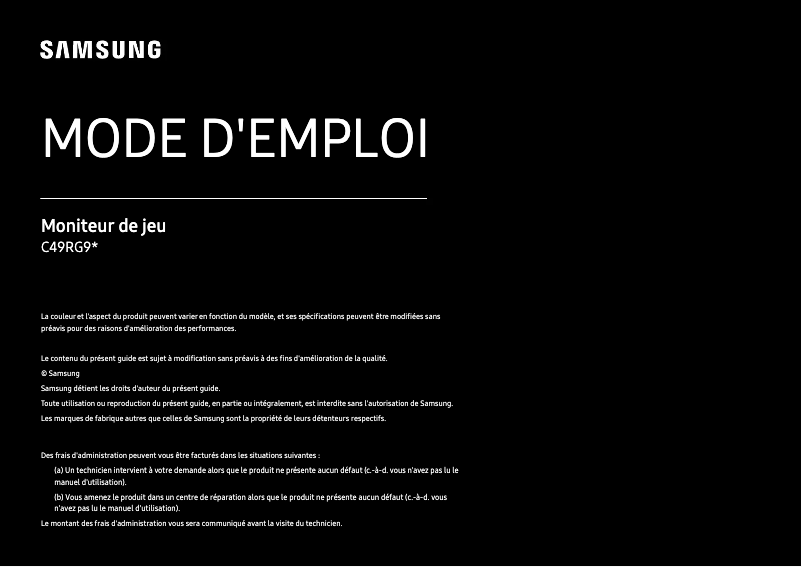 Page 1 of the manual User Manual Samsung C49RG94SSP