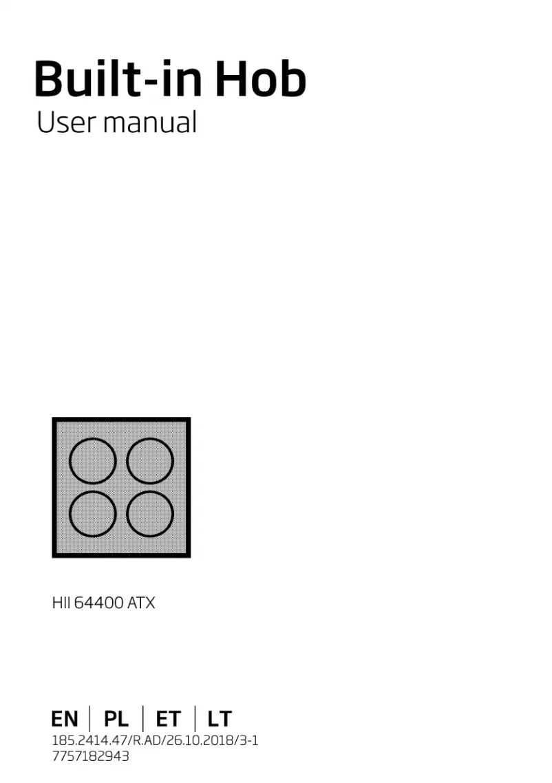 Page 1 of the manual User Manual Beko HII 64400 ATX