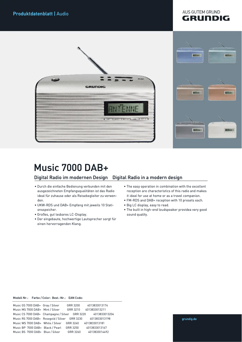 First page image of the manual for Music 7000 DAB+
