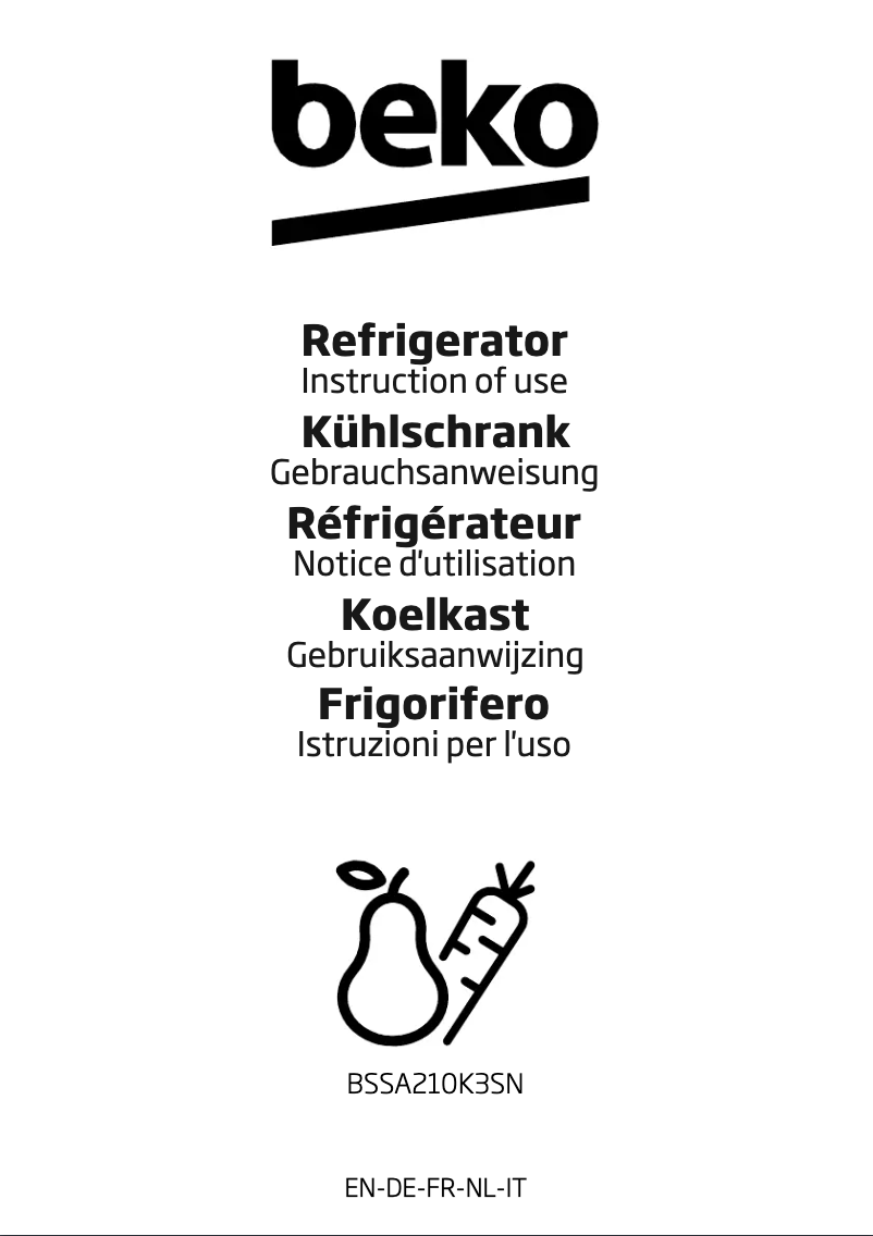 First page image of the manual for BSSA210K3SN