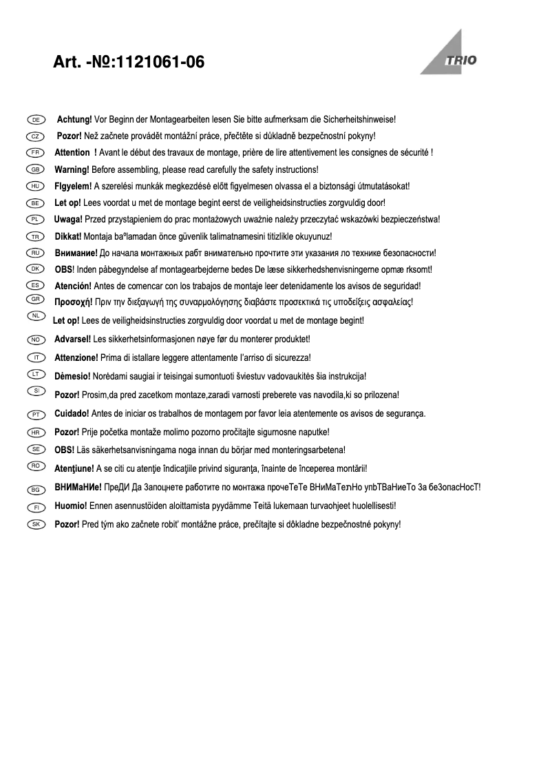 Page 1 of the manual User Manual Trio Lighting Leyla 1121061-06