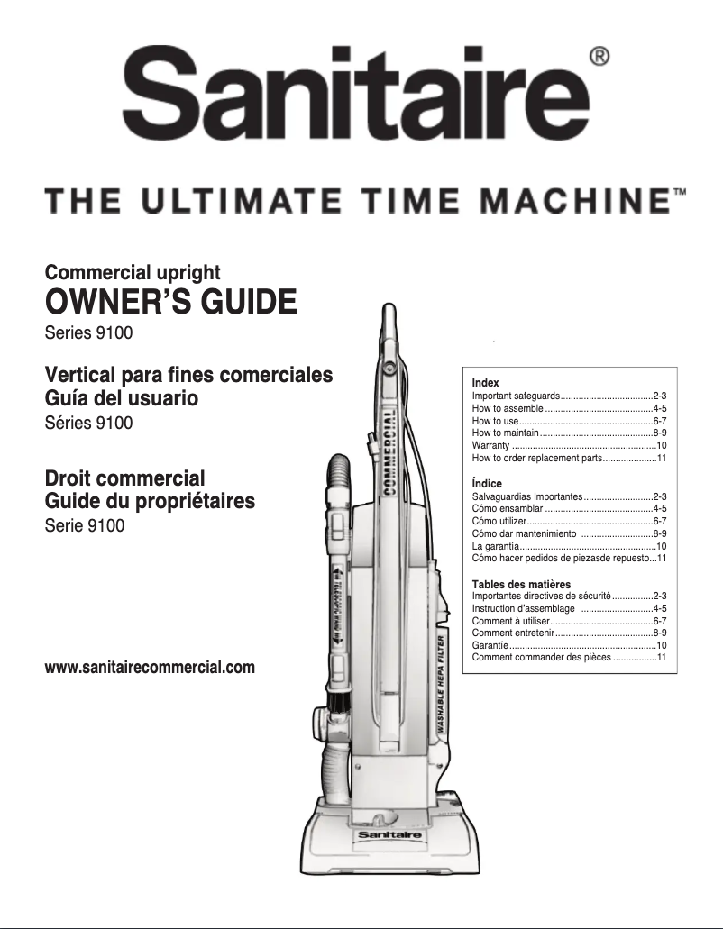 Page 1 of the manual User Manual Sanitaire MULTI-SURFACE QuietClean SC9180D