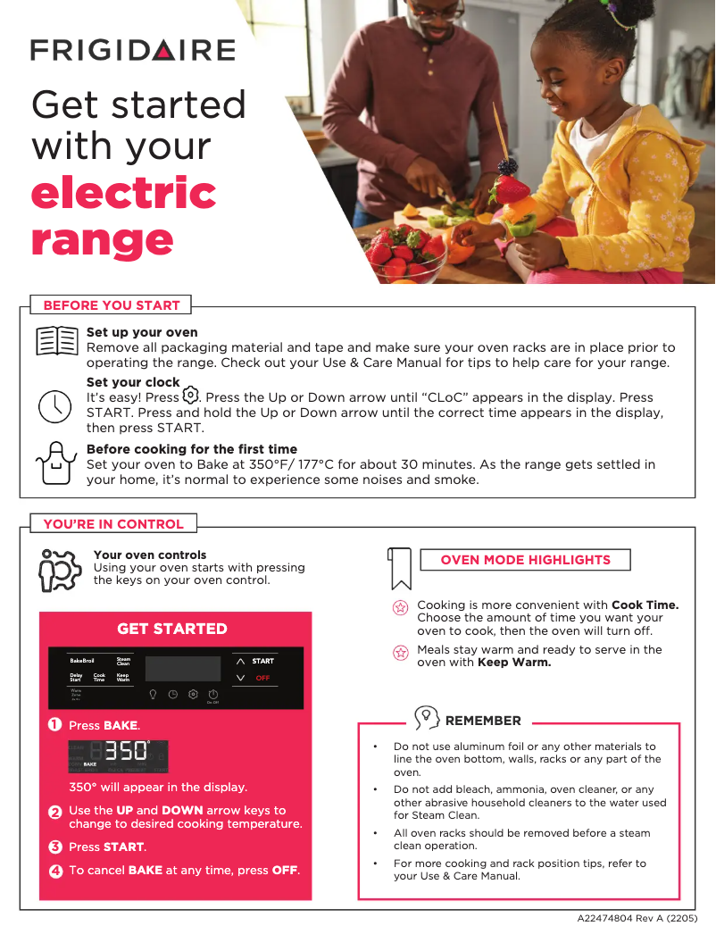 First page image of the manual for FCFE3062AS