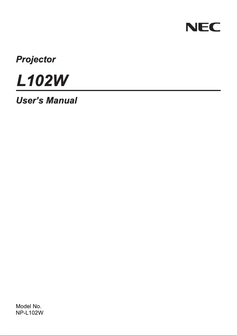 Page 1 of the manual User Manual NEC L102W