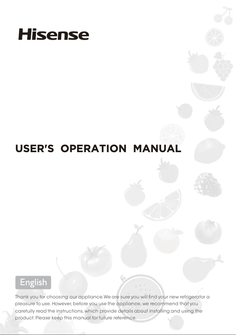 First page image of the manual for HRFD560SW