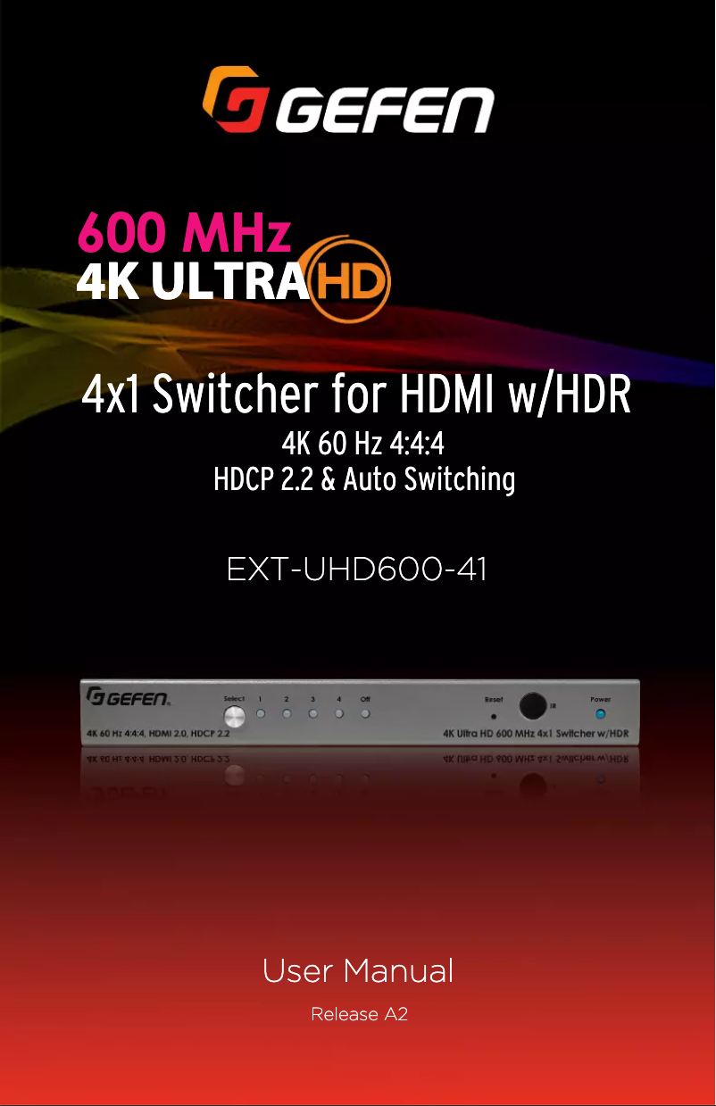 First page image of the manual for EXT-UHD600