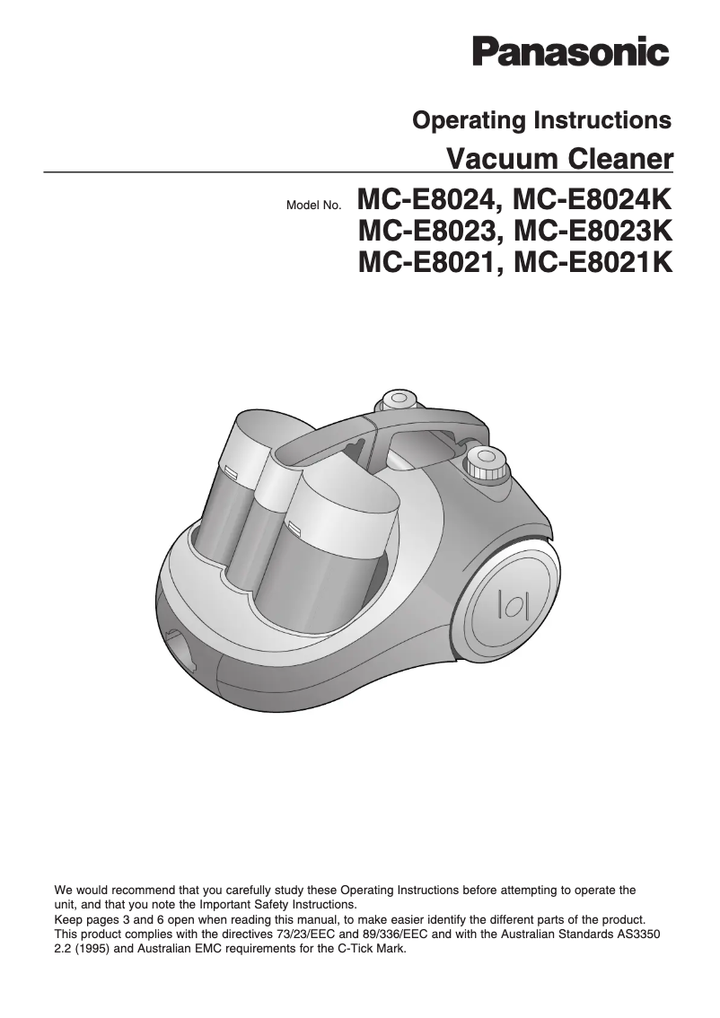 Page 1 of the manual User Manual Panasonic MC-E8024K