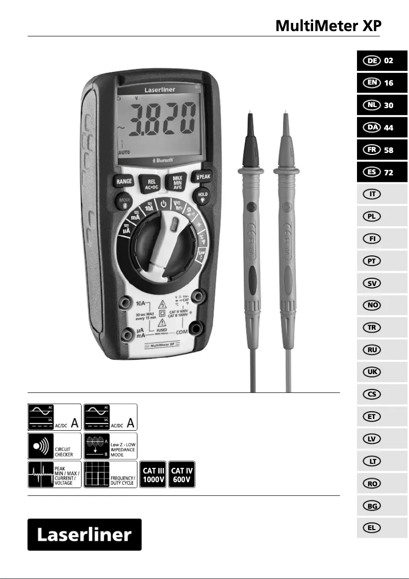 First page image of the manual for MultiMeter XP