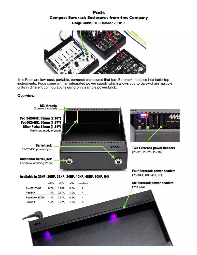 First page image of the manual for Pod