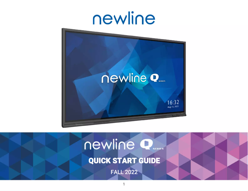 Page 1 of the manual Quick Start Guide Newline TT-8621Q