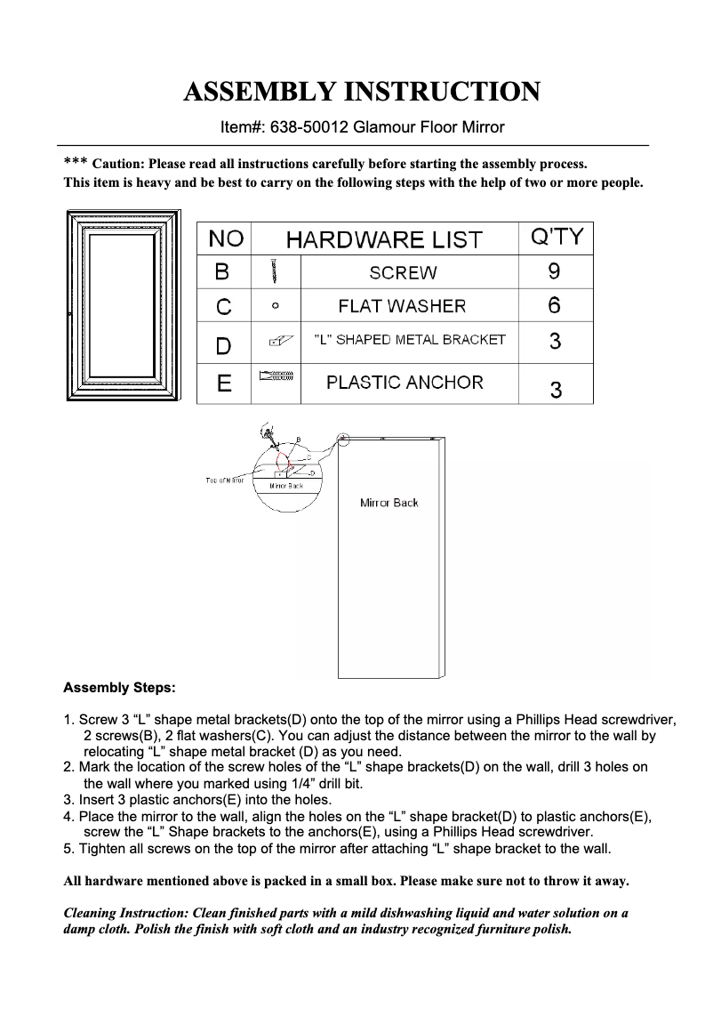 Page 1 of the manual User Manual Hooker 638-50012