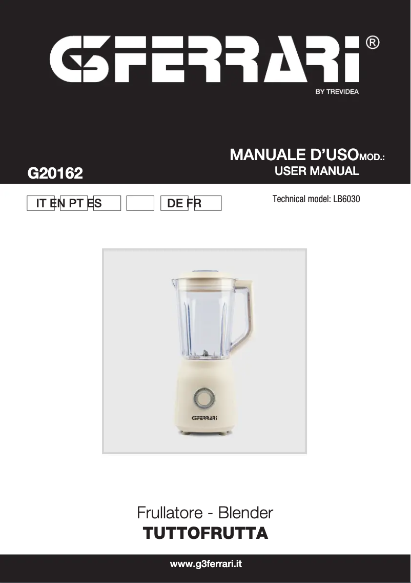 Page 1 de la notice Manuel utilisateur G3 Ferrari Tuttofrutta G20162