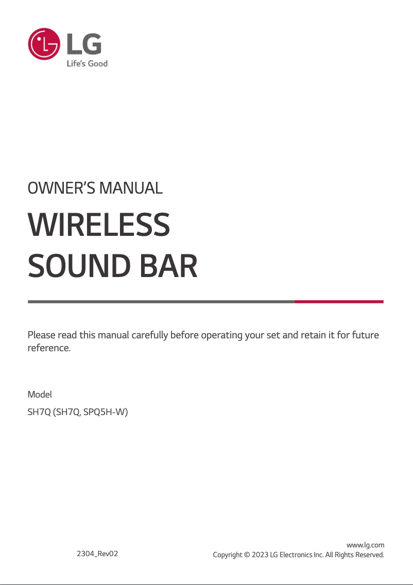 First page image of the manual for SH7Q