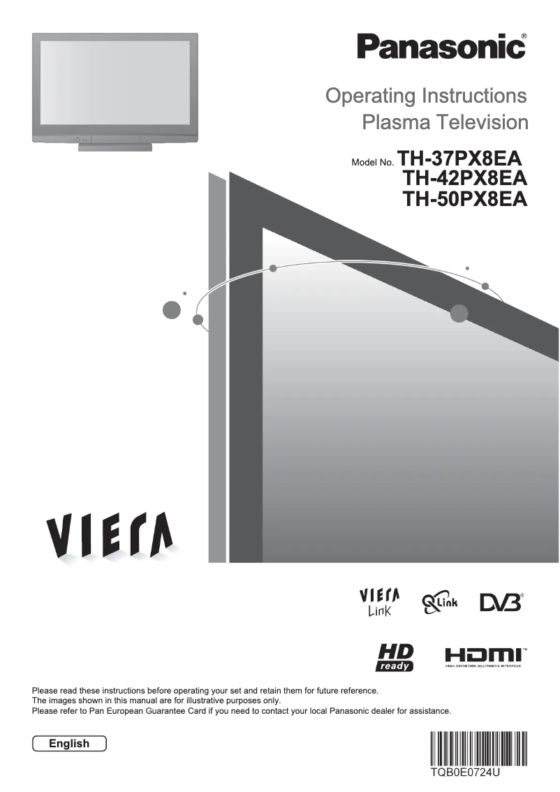 Page 1 of the manual User Manual Panasonic Viera TH-42PX8EA