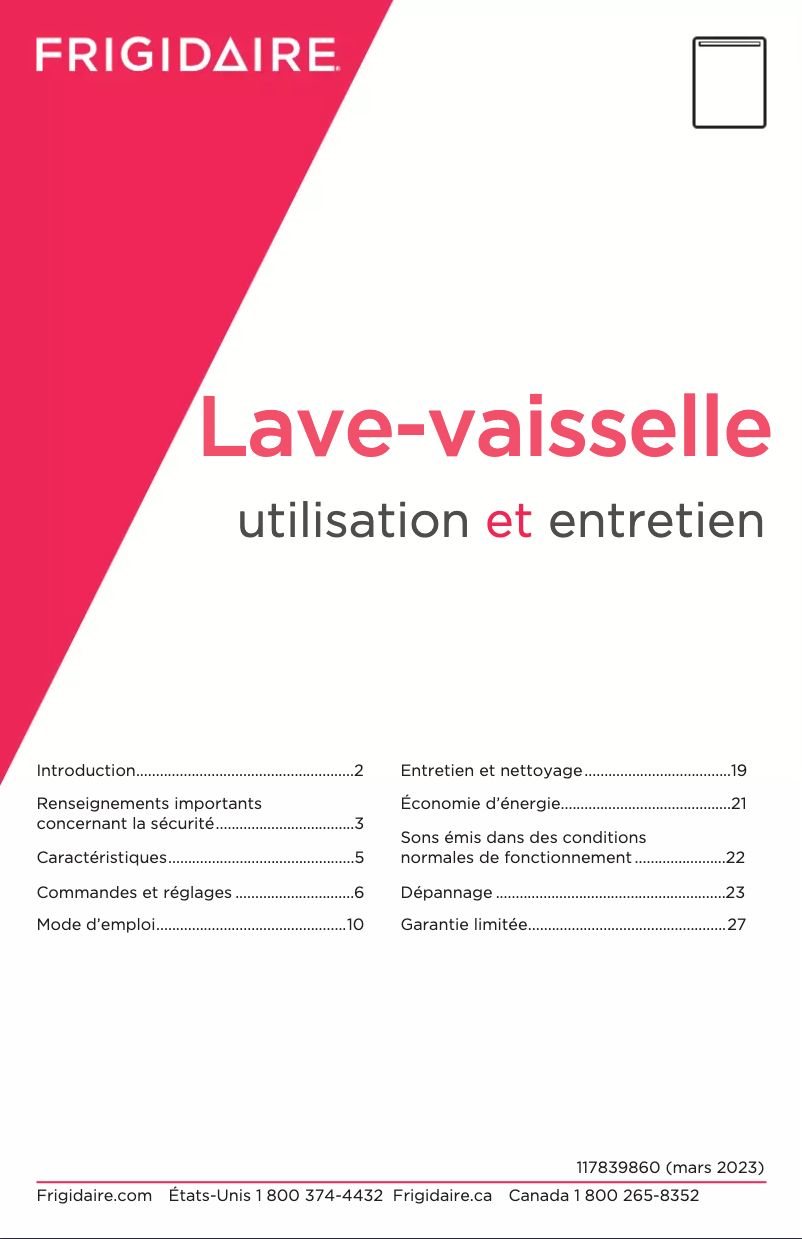 Page 1 de la notice Manuel utilisateur Frigidaire GDSH4715AF