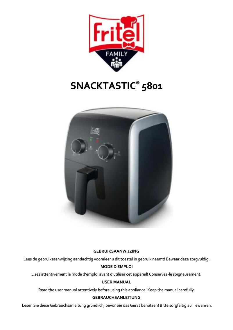First page image of the manual for Snacktastic 5801