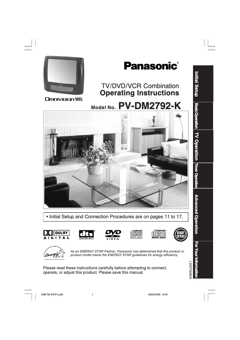 First page image of the manual for PV-DM2792