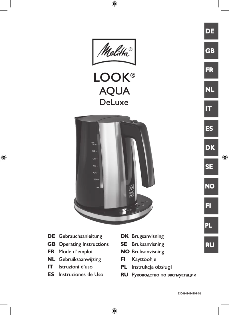 Page 1 of the manual User Manual Melitta Look Aqua Deluxe