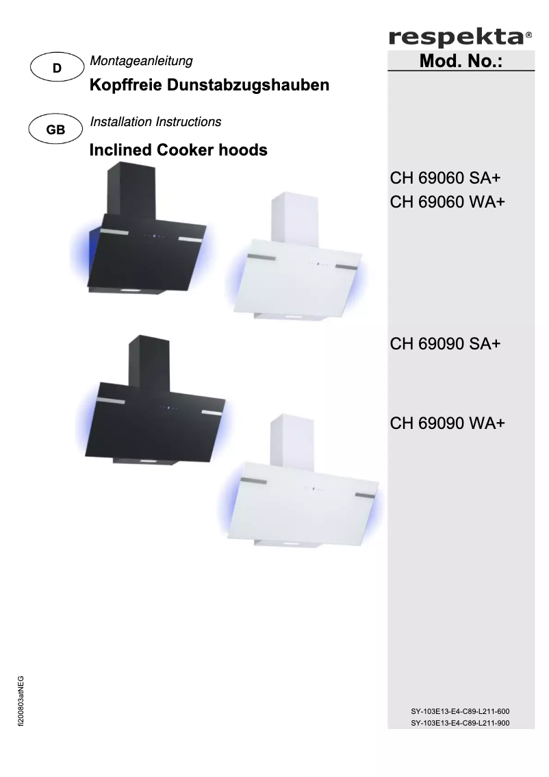First page image of the manual for Solea CH69060SA+