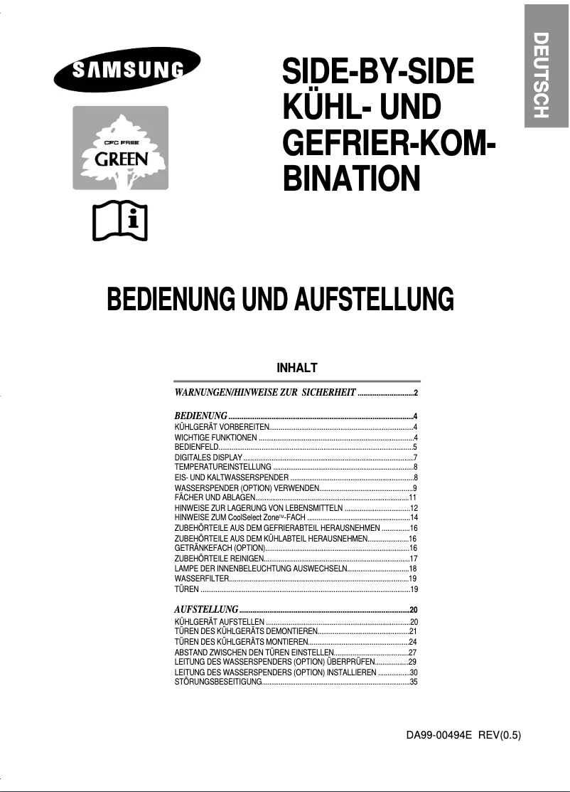 Page 1 of the manual User Manual Samsung RS21FGRS