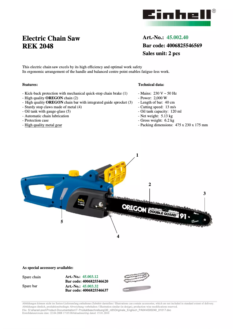 First page image of the manual for Royal REK 2048