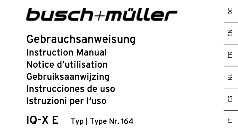 Page 1 of the manual User Manual Busch + Müller IQ-X