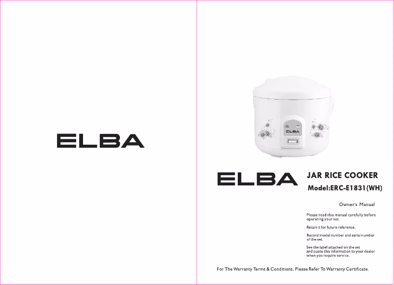 First page image of the manual for ERC-E1831(WH)