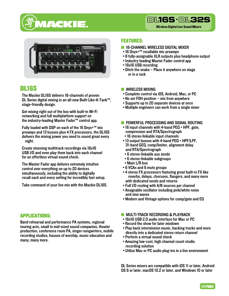 First page image of the manual for DL16S