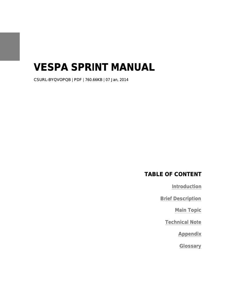 First page image of the manual for Sprint (2014)