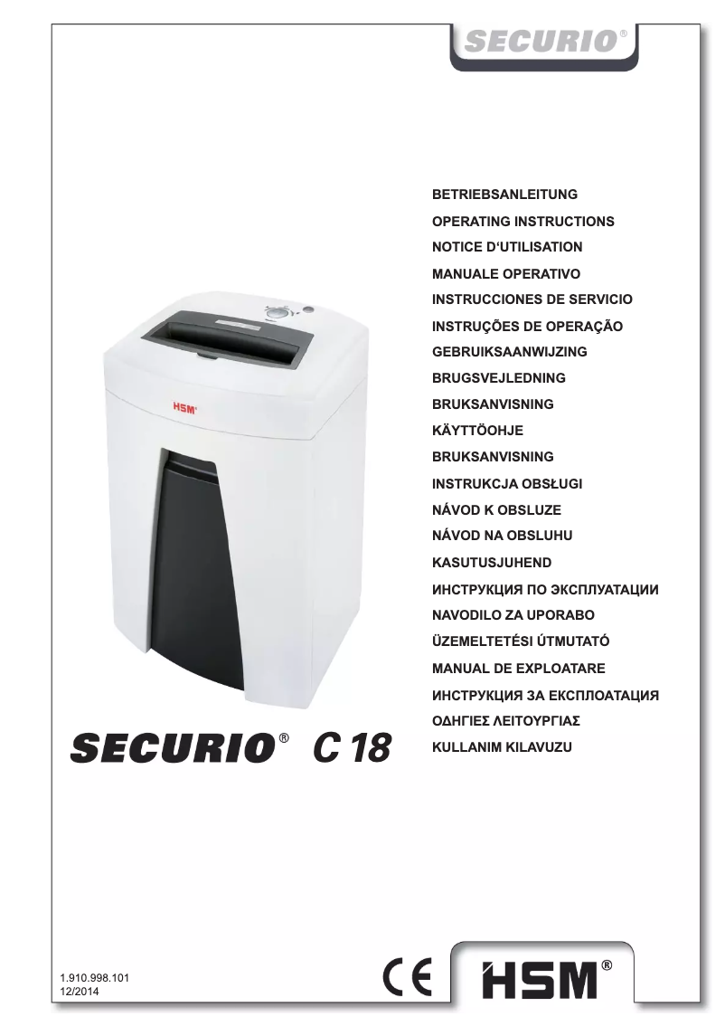 First page image of the manual for Securio C18 1.9 x 15mm