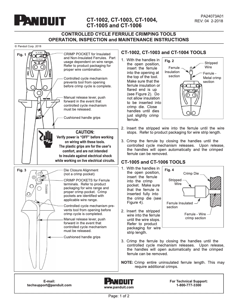 First page image of the manual for CT-1006