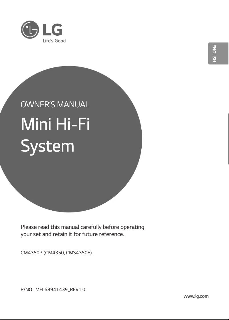 Page 1 of the manual User Manual LG CM4350P