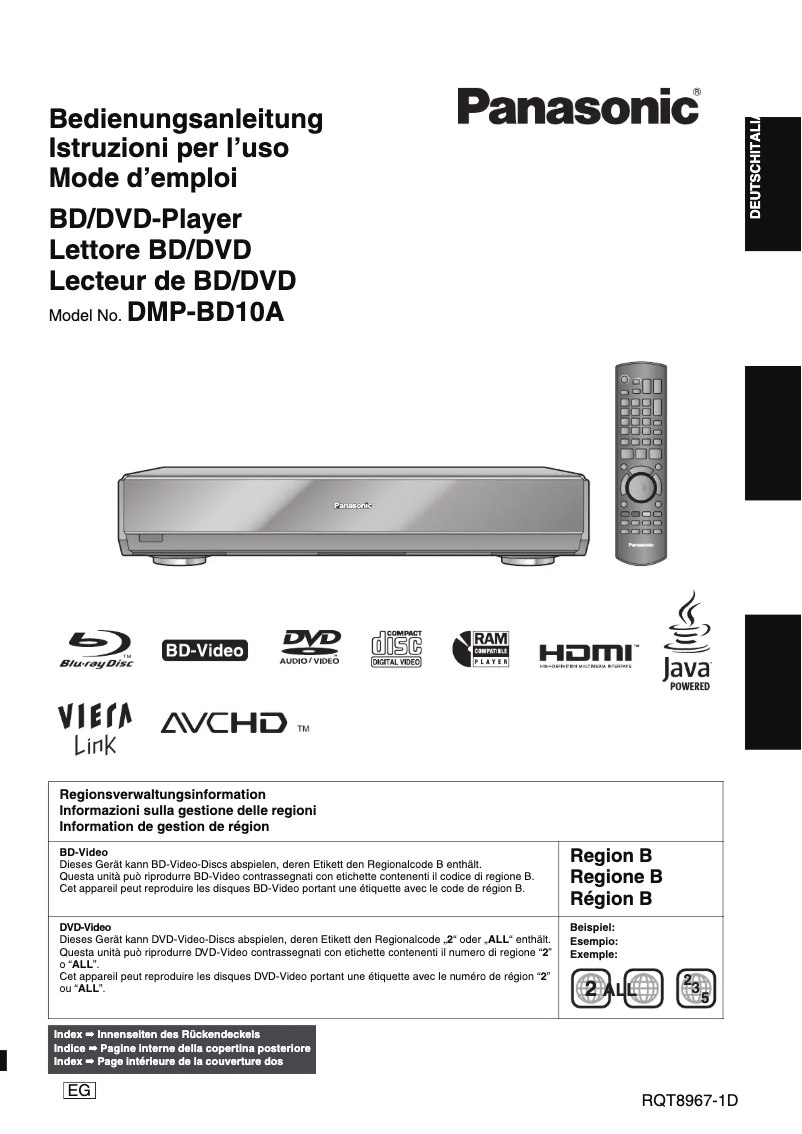 Page 1 of the manual User Manual Panasonic DMP-BD10A
