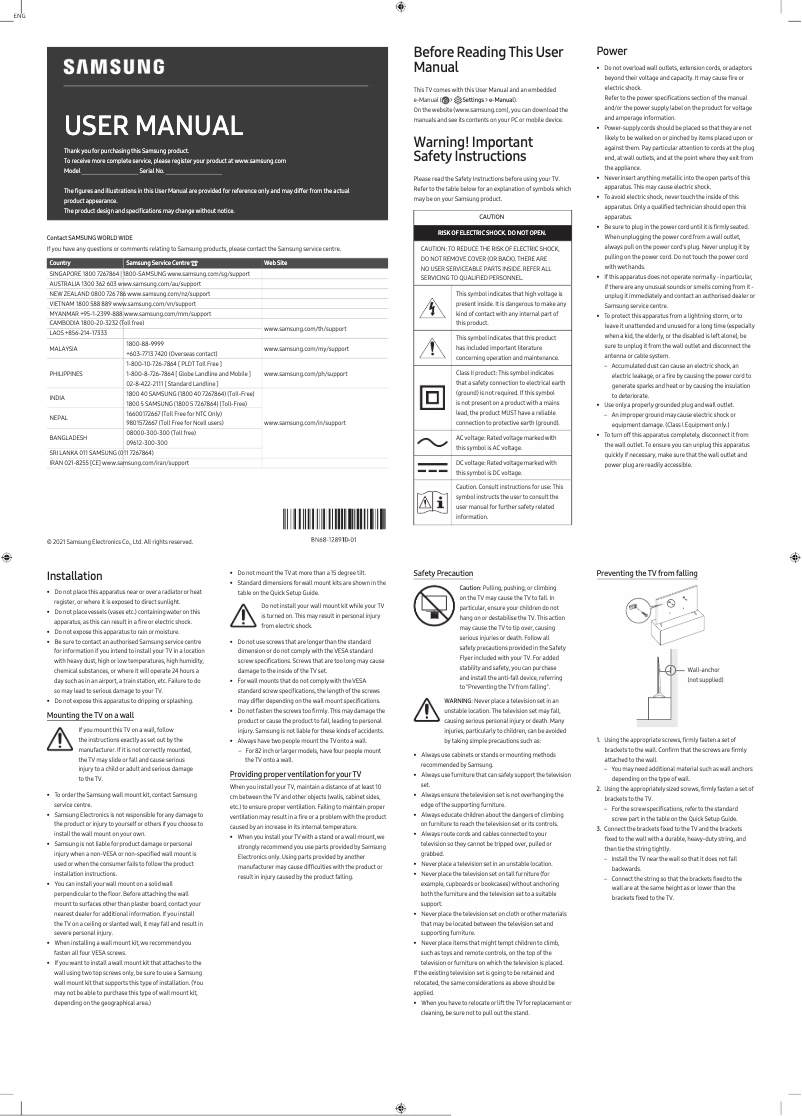 Page 1 of the manual User Manual Samsung UA75AU8100G