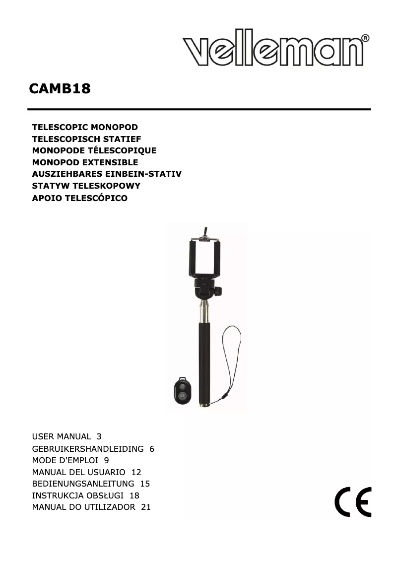 Page 1 of the manual User Manual Velleman CAMB18