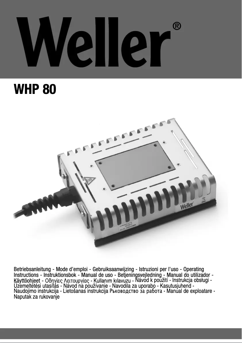First page image of the manual for WHP 80