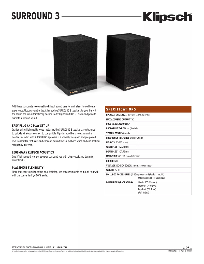 First page image of the manual for Surround 3