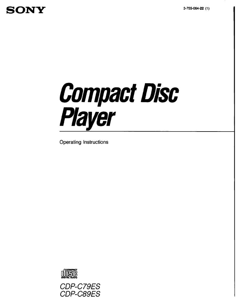 First page image of the manual for CDP-C89ES