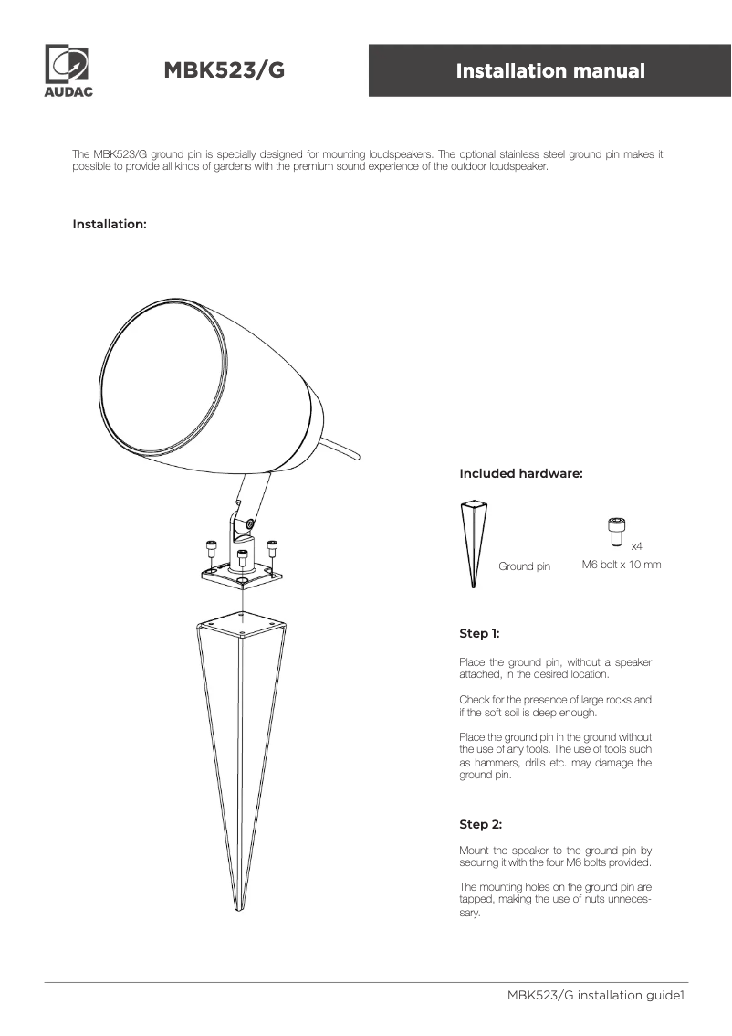 Page 1 of the manual User Manual Audac MBK523/G