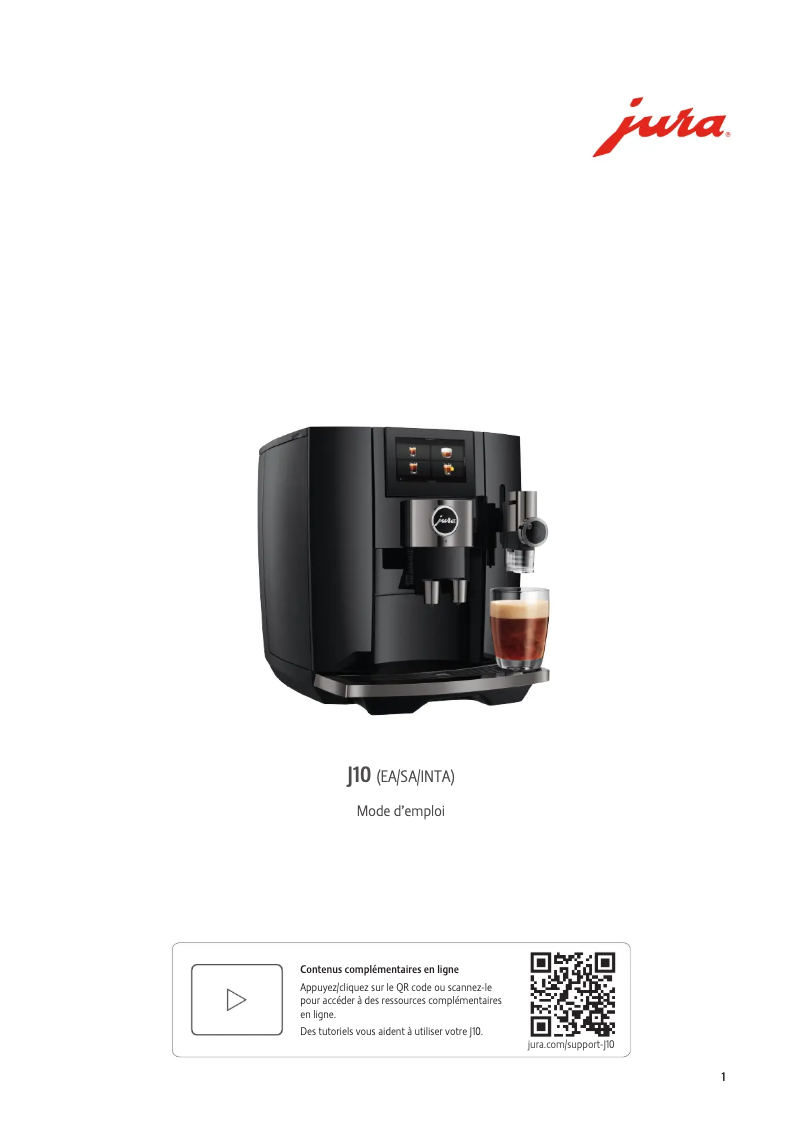 Page 1 of the manual User Manual Jura J10