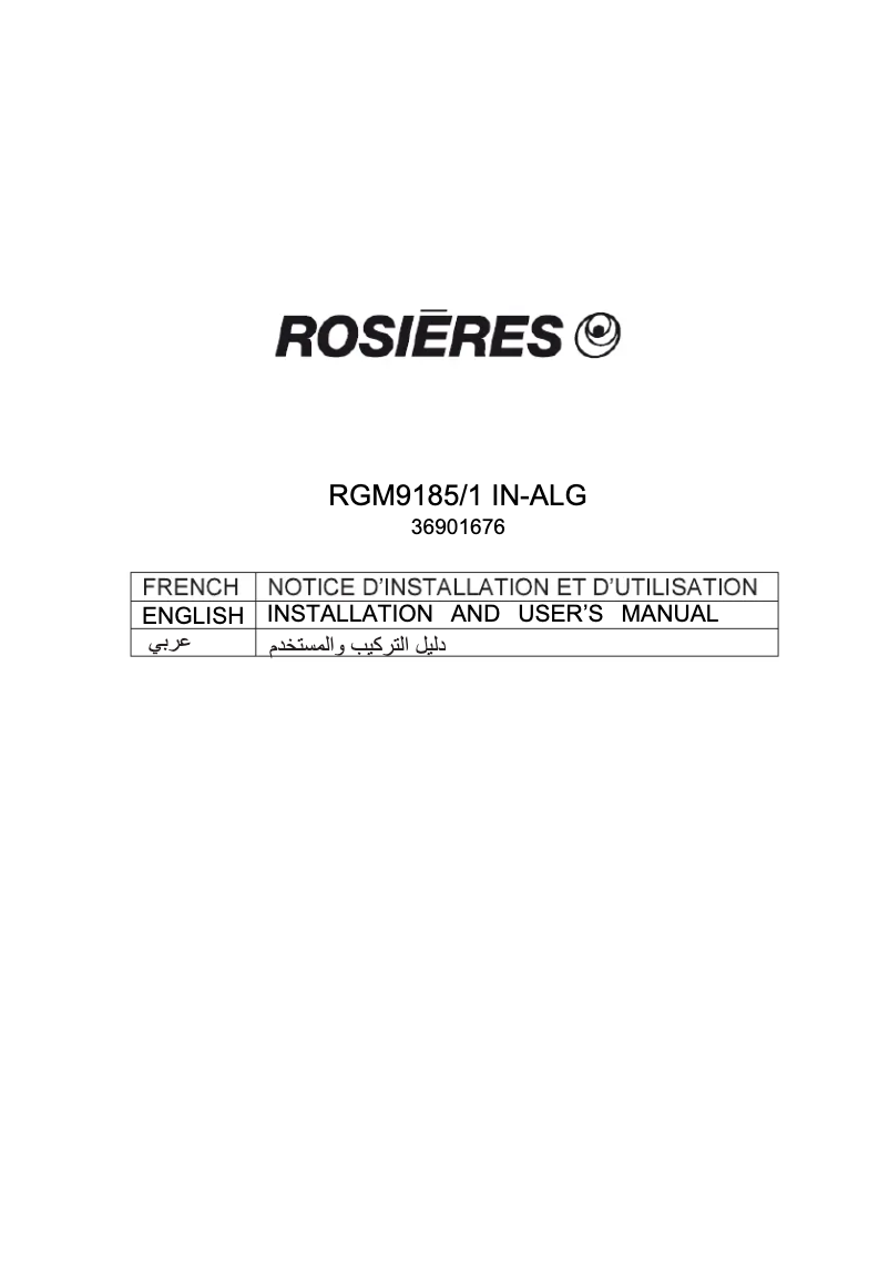 Page 1 of the manual User Manual Rosieres RGM 9185