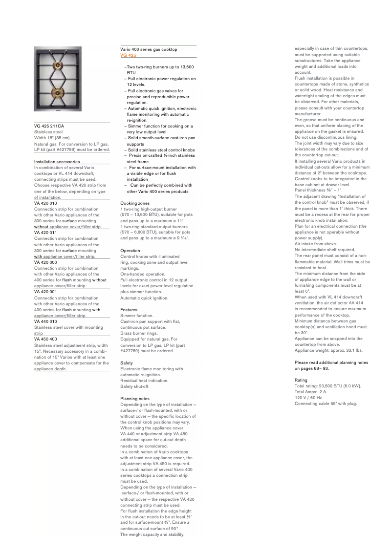 Image de la première page du manuel de l'appareil VG 415 211 CA