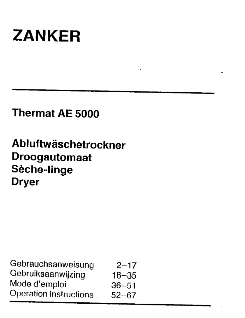 Page 1 of the manual User Manual Zanker AE 5000