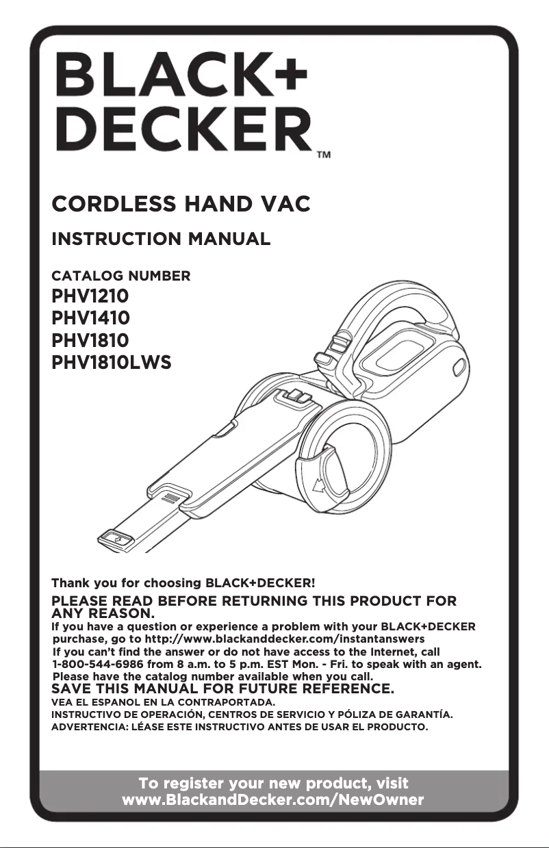 Page 1 of the manual User Manual Black & Decker PHV1810